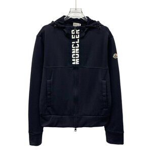 Moncler Maglia Collection black cotton zip-up hoodie